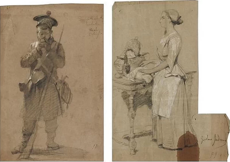 Studio di soldato e giovane donna